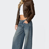 Washed Faux Leather Jacket