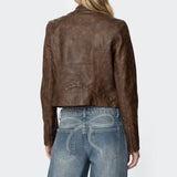 Washed Faux Leather Jacket