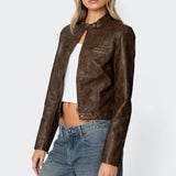 Washed Faux Leather Jacket