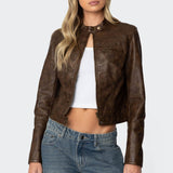 Washed Faux Leather Jacket