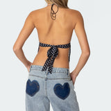 Polka Dot Backless Top