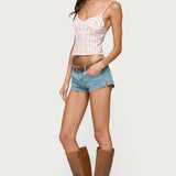 Floral Striped Backless Top