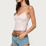 Floral Striped Backless Top