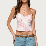 Floral Striped Backless Top