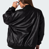 Faux Leather Oversized Bomber Jacket